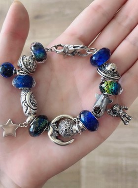 宇宙s925银小宇宙珠宇航员手串