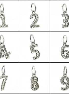 不锈钢镶石数字1-9系列吊坠
