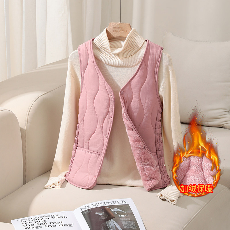 秋冬2025新款女士马甲短款修身羽绒棉背心内穿打底加绒保暖坎肩女