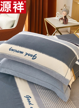 恒源祥纯棉全棉加厚单人48*74cm加厚磨毛枕芯套枕头套枕套一对装