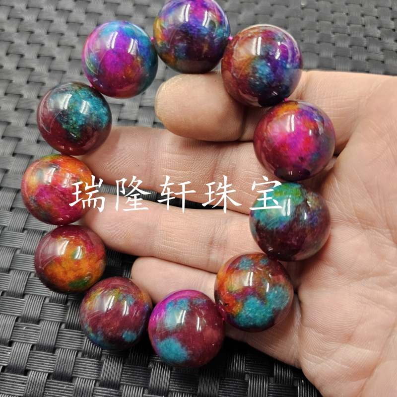 仿古玛瑙圆珠玉石手链铁锈红