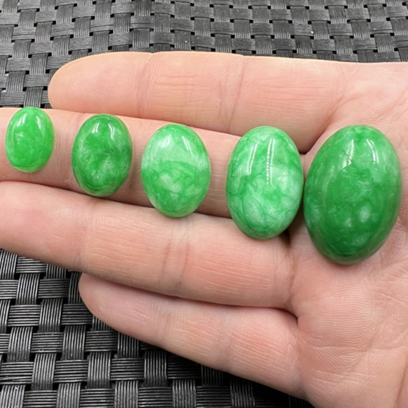 玉石戒指翠玉干青戒指面白底青椭圆形手链面吊坠面diy配件戒面