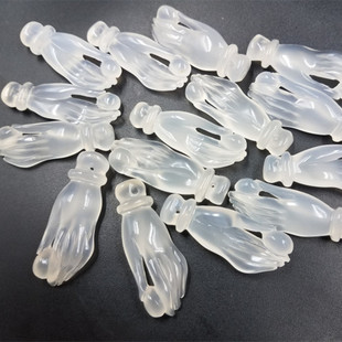 新款精美天然玉石冰种白玉髓佛手挂件玉髓玛瑙掌上明珠挂件项链坠