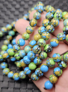 藏三宝圆珠手链仿绿松石108颗