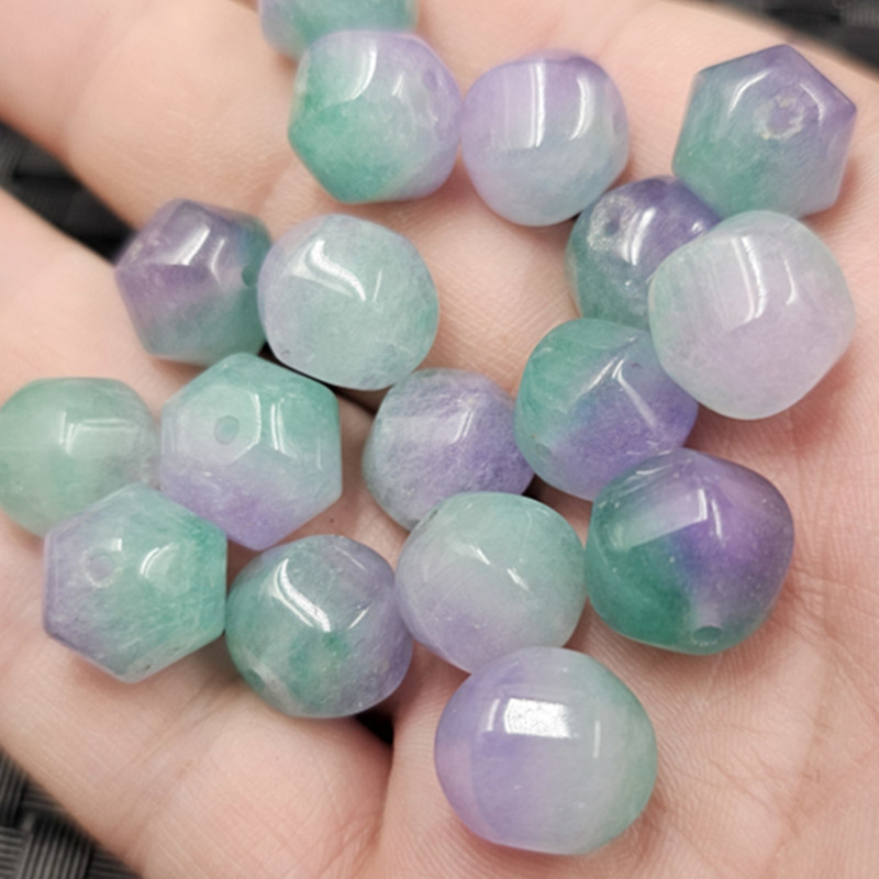 翠玉飘花玉多棱珠玉石散珠