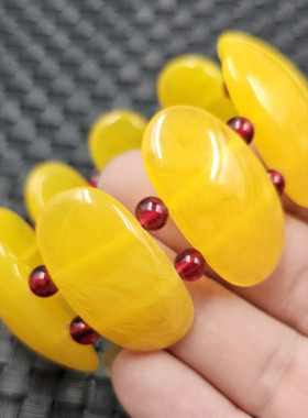 人造蜜蜡加宽手链鸡油黄蜜蜡