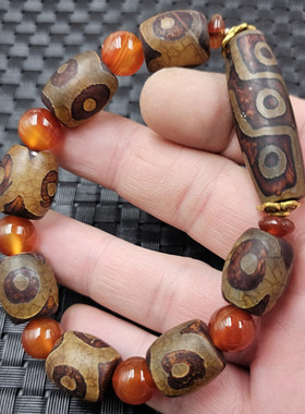 黄九眼天珠路路通玉石手链