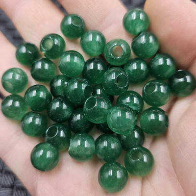 翡翠玉大孔珠玉石散珠油青珠