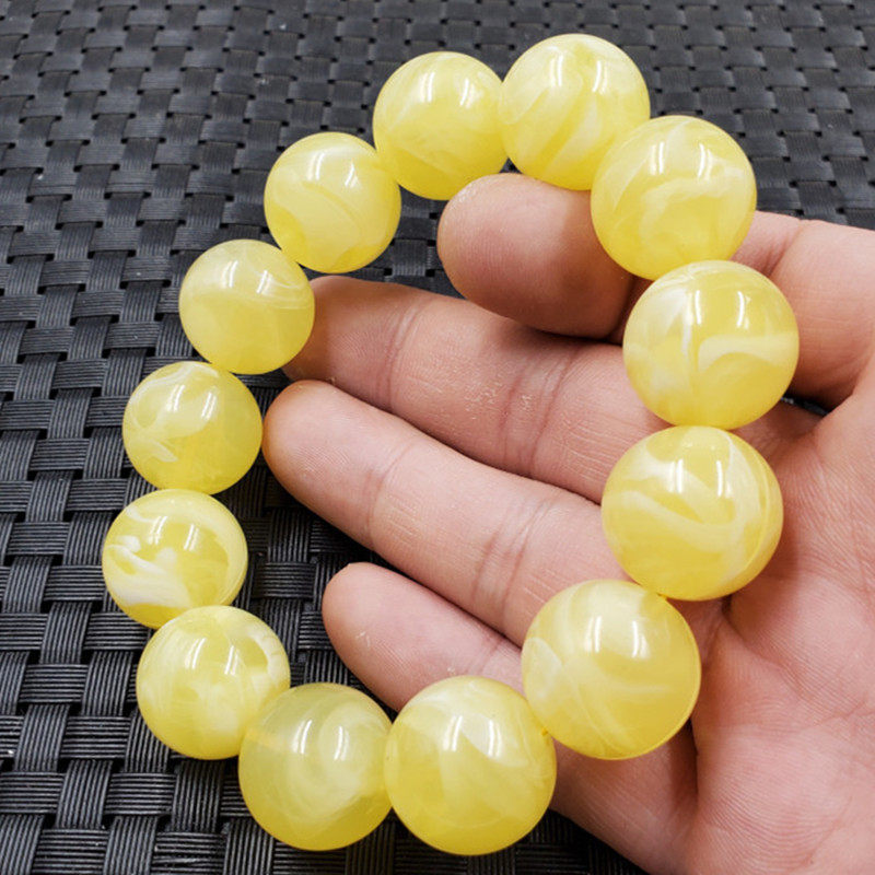 饰品手链人造蜜蜡圆珠手链花蜜蜡手链20毫米圆珠手链饰品手串手镯