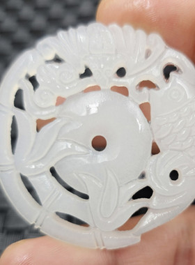 新疆和田白玉连年有余玉石挂件