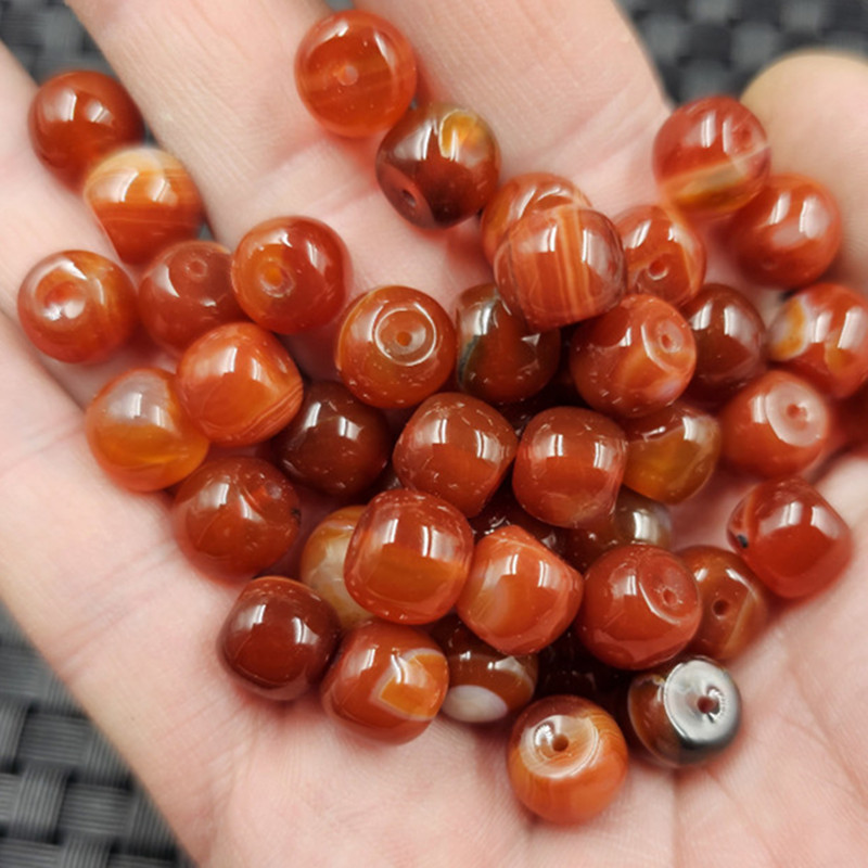 冰种红玛瑙老型珠玉石散珠