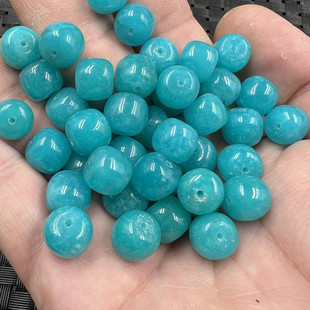 玉石手链天河石桶珠散珠天蓝色石英岩玉散珠老型珠手链项链配件珠