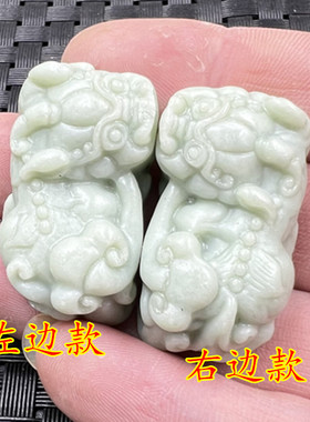 玉石挂件贵州翠貔貅挂件方解石玉貔貅吊坠豆绿色貔貅吊坠项链坠