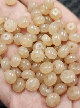 且末糖色石英岩玉平安扣玉石散珠