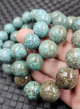 优化绿松石圆珠玉石手链复古