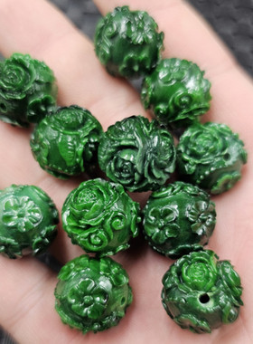仿翡翠玉干青回纹珠仿玉石散珠