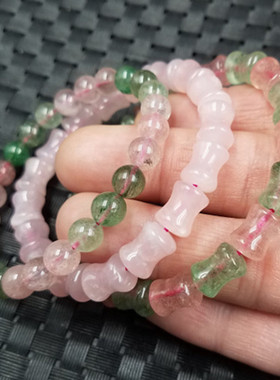饰品粉水晶节节高玉石手链