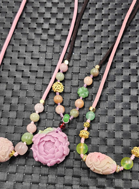 仿盐源玛瑙牡丹仿玉石挂件