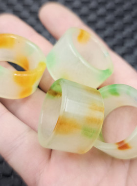 翠玉黄斐玉石戒指翡加宽指环