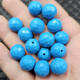 仿蓝松石切面圆珠仿玉石散珠14毫米湖蓝多棱珠手链项链饰品配件珠
