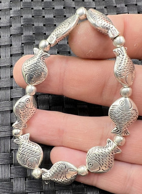 藏银小鱼手链手串手饰