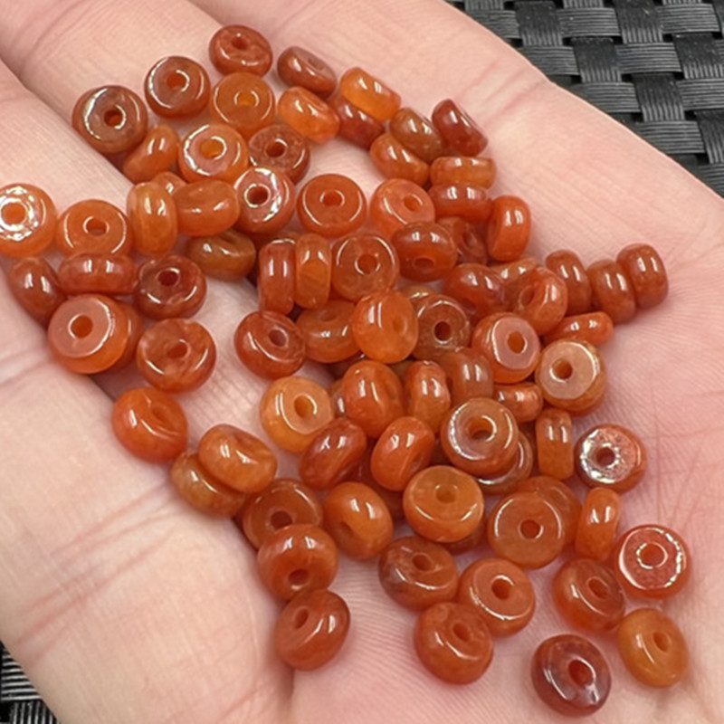 精美翠玉红干青平安扣玉石散珠鸡血红玉隔片配件手链项链佛珠配件