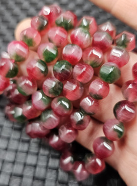 西瓜红多棱珠子玉石手链