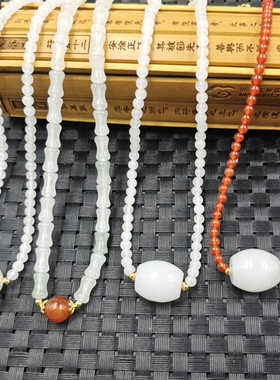 新疆白玉白玉圆珠路路通项链