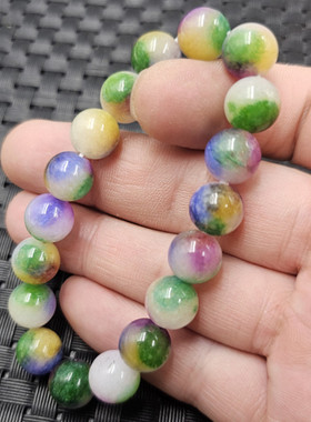 翡翠玉飘花玉圆珠玉石手链