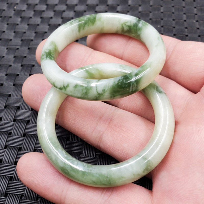 新款天然玉石岫玉圆环吊坠姜花岫玉平安环吊坠平安扣车挂鸟笼吊坠