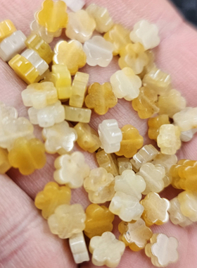 新疆石英岩玉五瓣花玉石散珠