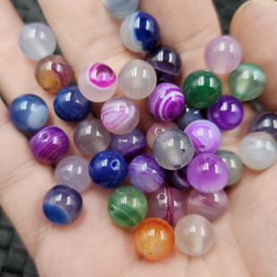 缠丝玛瑙多宝珠圆珠玉石散珠材质玉髓10毫米手链项链饰品配件珠子