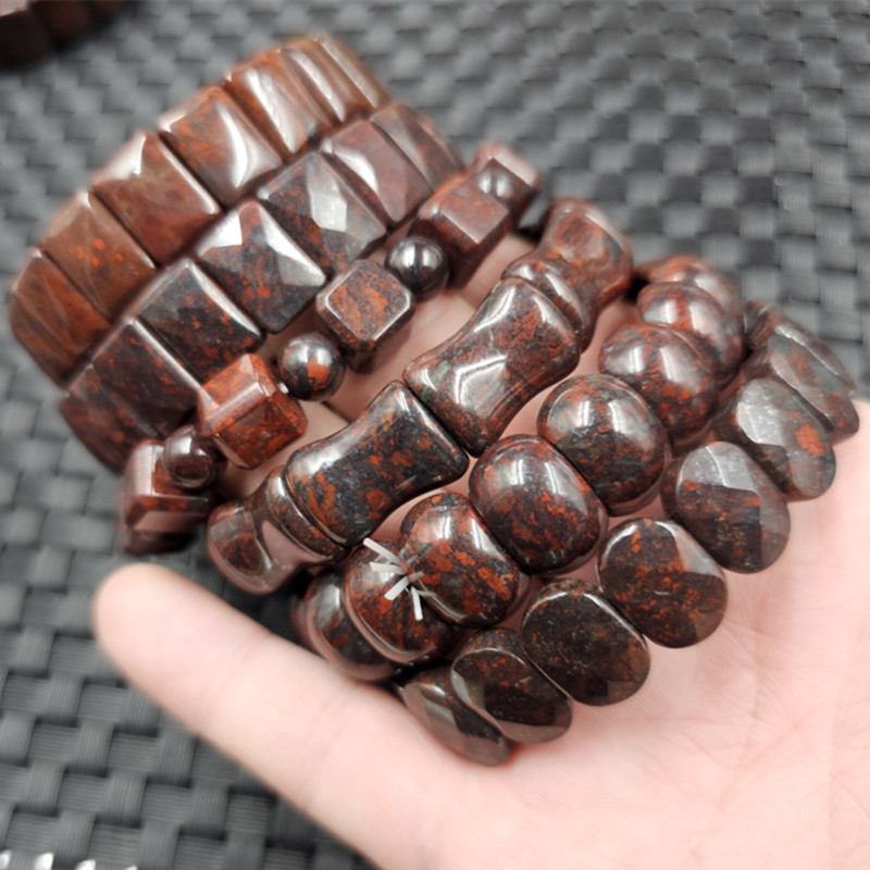 桂林鸡血石圆珠玉石手链