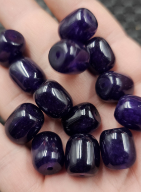 紫色石英岩玉路路通玉石散珠