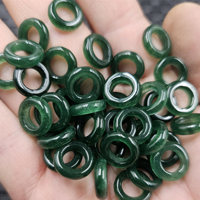 深绿色玉扣圆环玉石散珠油青色