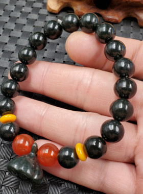 天然玉石和田玉圆珠手链