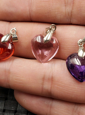 饰品吊坠冰种锆石心形挂件宝蓝色桃心挂件鸡血红心形吊坠项链坠