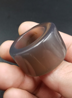 高档精美 天然玉石a货玛瑙玉髓扳指 大号淡紫色玉髓扳指玉石戒指