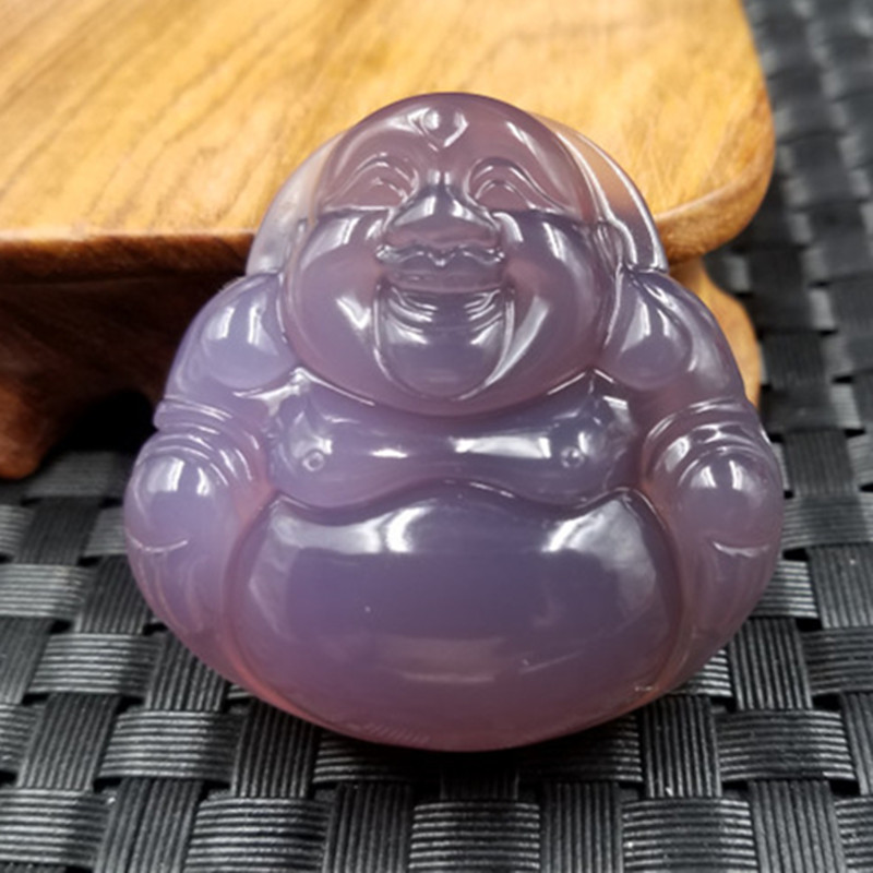 a货紫玉髓挂件弥勒佛吊坠