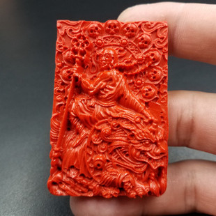 高档精美 仿天然玉石朱砂伏虎罗汉挂件 朱砂罗汉吊坠玉牌子