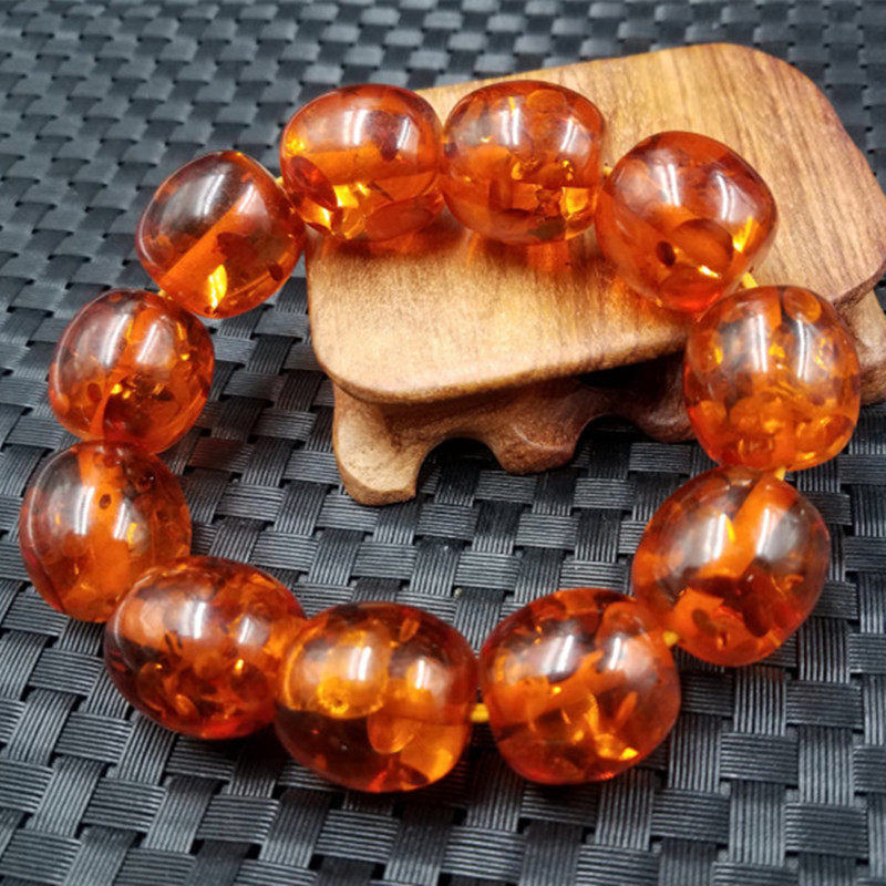 高档精美琥珀蜜蜡桶珠手链花蜜蜡路路通手链老蜜蜡手串