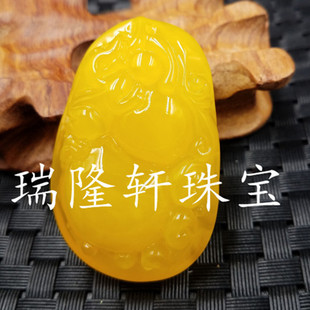 仿荧光浮盐水蜜蜡葫芦挂件 高档精美 鸡油黄蜜蜡葫芦吊坠厂家直销