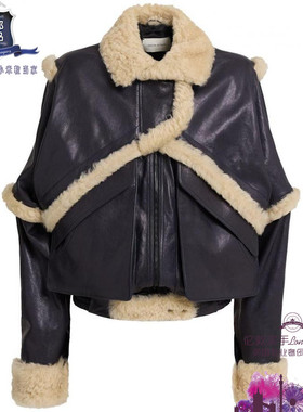 英国代购 女士新款 Magda Butrym 皮革休闲短外套 正品直邮