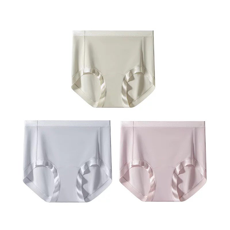 3条装 高弹裸感莫代尔全包臀吸湿透气三角裤女高腰藏红花内裆内裤