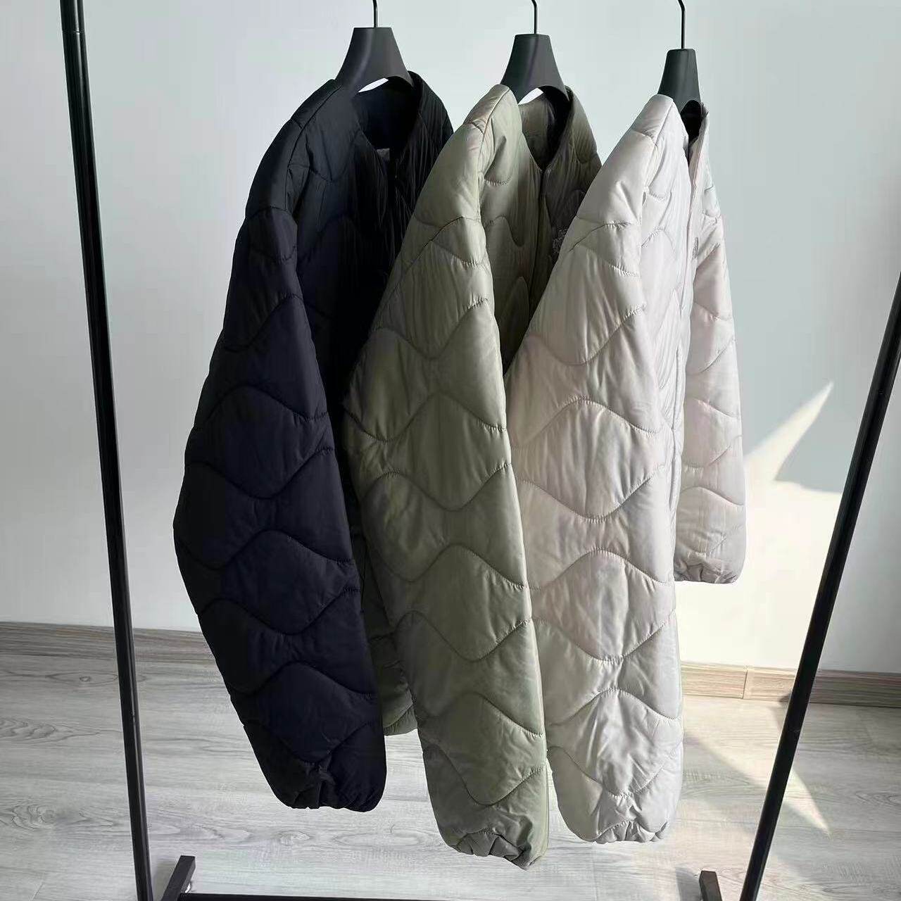 男女同款 日系轻薄绗缝棉服圆领保暖外套百搭棉袄轻薄棉服