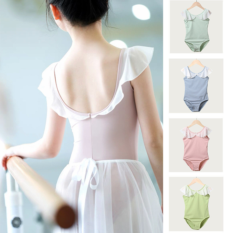儿童舞蹈练功服女童连体形体服儿童芭蕾舞雪纺衣体操形体服