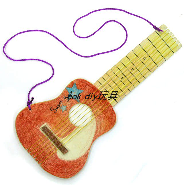 儿童白胚diy木质吉他 幼儿早教创意手工制作音乐吉他彩绘画画益智