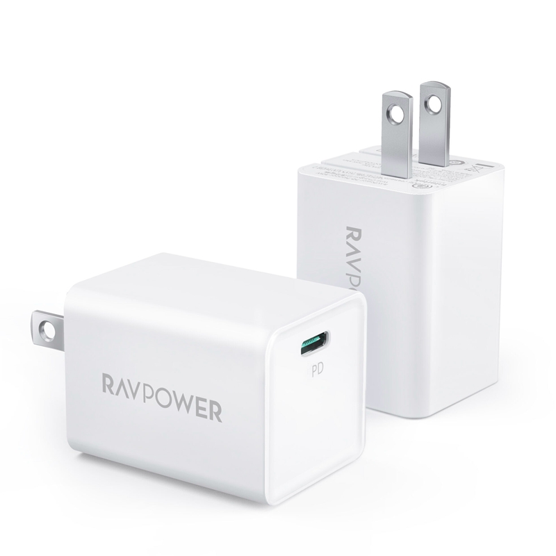 RAVPOWER氮化镓PD快充30W迷你充电器头适用iphone X XR 11 12 13 14 小米华为三星手机平板电脑支持PPS