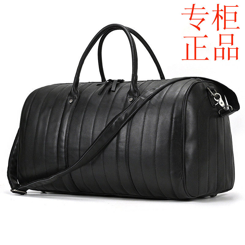 ㊣真皮大容量旅行包疯马皮手提包时尚休闲健身行李包男士单肩斜跨
