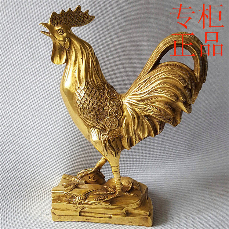 ㊣公鸡摆件黄铜鸡福字鸡金属工艺品铜6633动物家居通用园林广场娱